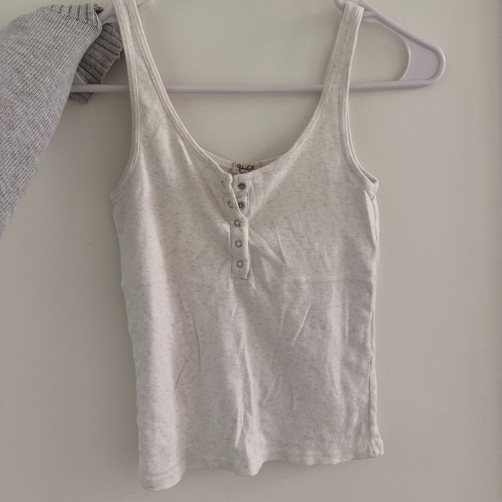 White Button-Front Tank Top